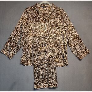Alexander Del Rossa Womens Animal Print 
Medium Satin‎ Polyester Pajamas Leopard